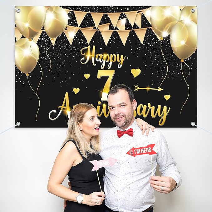 HAMIGAR 6x4ft Happy 7th Anniversary Banner Backdrop - Image 7
