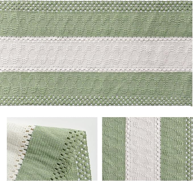 Artoid Mode Light Green Farmhouse Woven Table Runner 12x90 Inch | Seasonal - Image 6