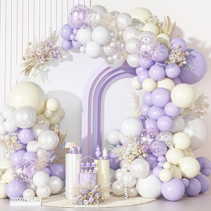 Ouddy Party Pastel Purple White Balloons Garland Arch Kit 18 12 10 5 Inch | by OuddyParty