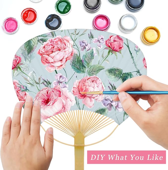 Geelin 50 Pcs Wedding Hand Fans - Image 4