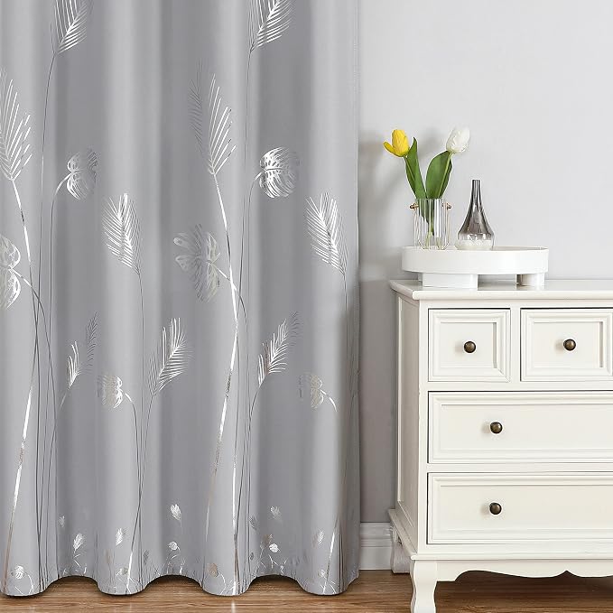 Light Grey Curtains Blackout Thermal Insulated Window Curtains Drapes - Image 2