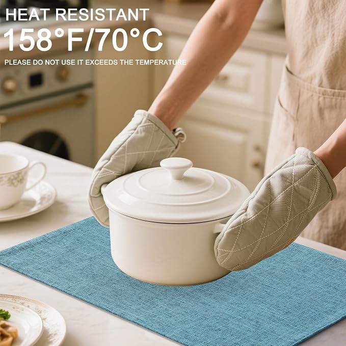 Homaxy Cloths Placemats for Dining Table Set of 4, Aqua | Heat Resistant - Image 4