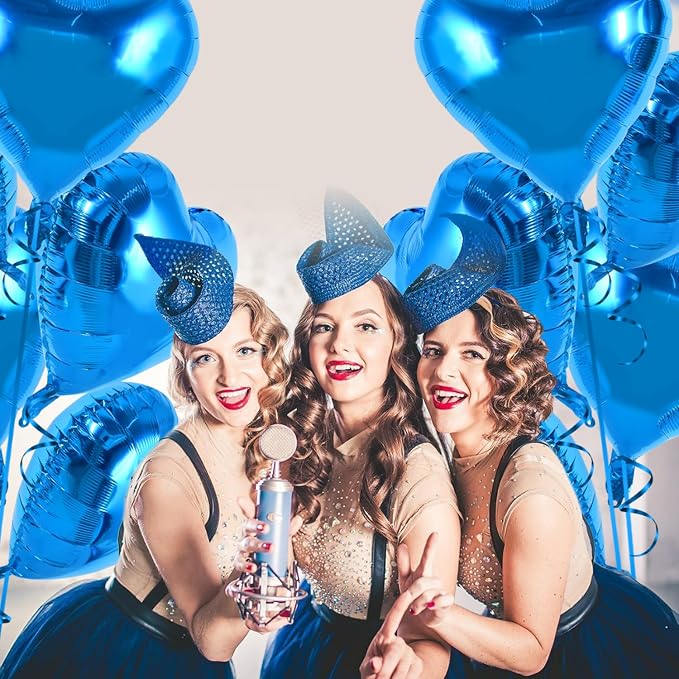 TONIFUL 30 Pcs Blue Heart Balloons 18 Inch Heart Shape Foil Mylar Balloons | - Image 4