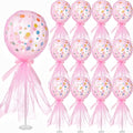 Wettarn 12 Set Pink Tutu Tulle Balloons Baby Shower Centerpieces by Wettarn