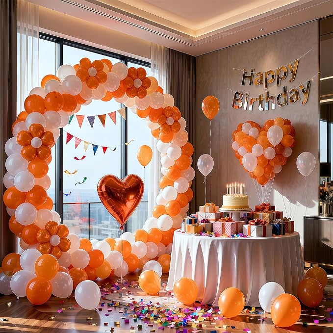 Orange Balloons, 100 Pack 12 Inch Orange and White Extra Thick Latex Party - Image 6