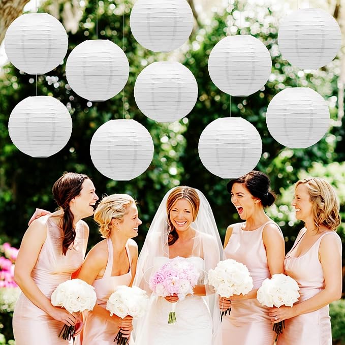 White Chinese Paper Lanterns Japanese Round Shape Hanging Ceiling - Image 4