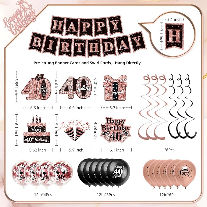50Pcs 40th Birthday Decorations - Image 6