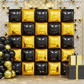 Metallic Gold and Black Double Sided Square Foil Balloons Wall, 19 Inches by FEYG