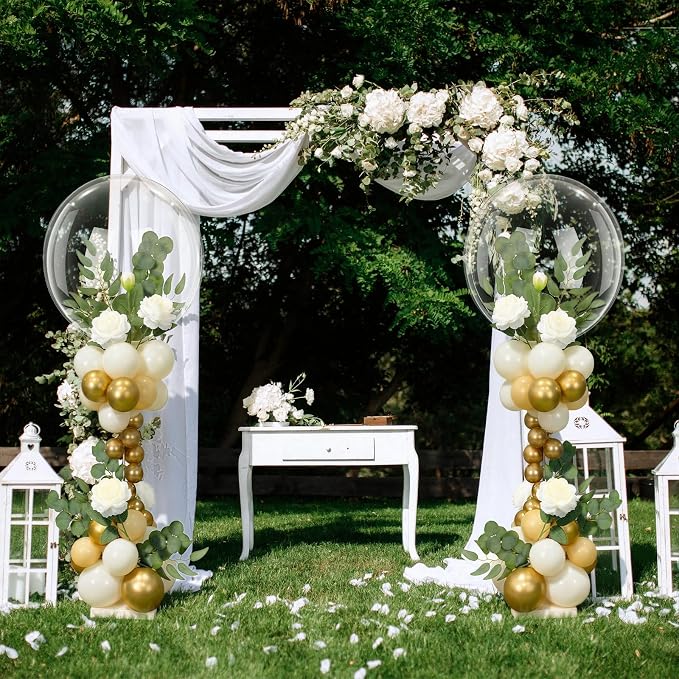 Gejoy 2 Sets Balloon Column Stand Kit Sage Green Bridal Shower Decorations - Image 6