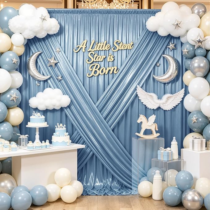 gogoparti 20x10FT Baby Bule Sequin Backdrop Curtain - Image 5