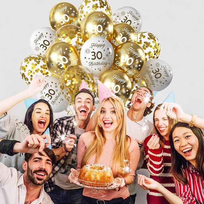 White Gold 60th Birthday Balloons Pack of 15 Men Women Happy 60th Birthday - Image 7