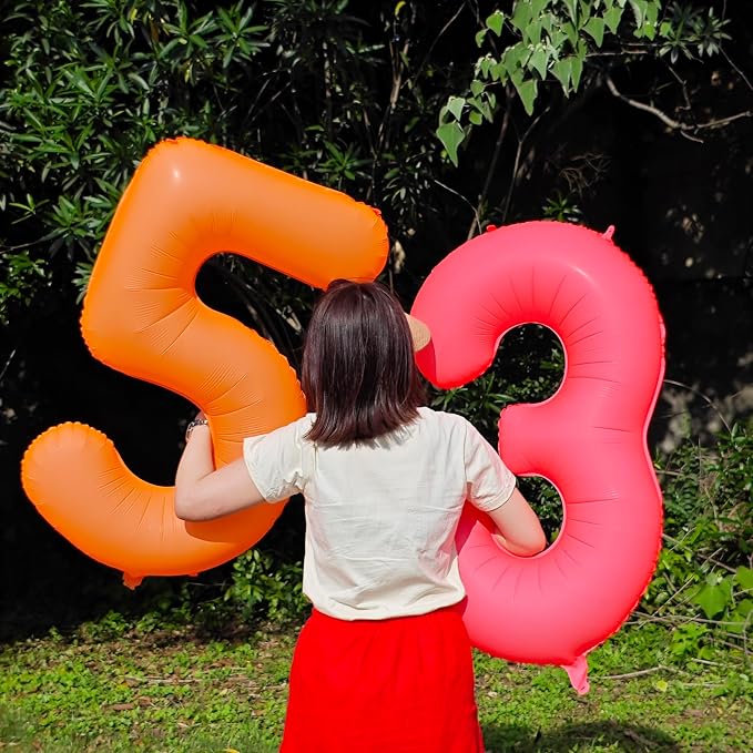 Orange Birthday Number 5 Balloon 40 inch Fluorescent Orange Number 5 | Helium - Image 5