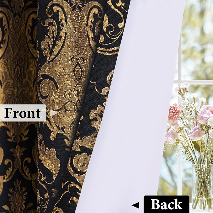 Loom and Mill Luxury Black Damask Curtains - Image 4