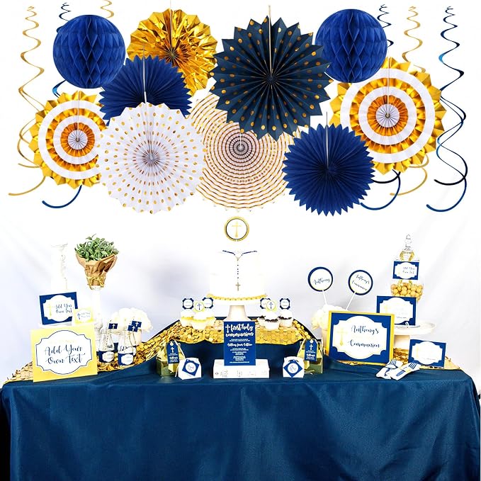 Navy-Blue Gold Party-Decorations Graduation Banner-Streamers - Image 5