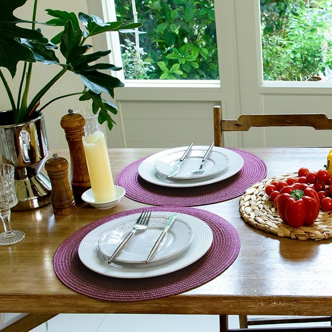 FunWheat Round Braided Placemats Set of 8 Table Mats - Image 5