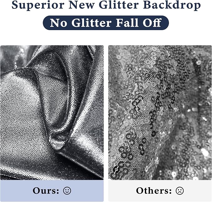 Outpain Thick 10 ft x 10 ft Black Silver Sequin Backdrop Curtain - Image 2