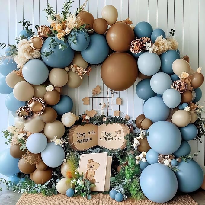 Dusty Blue and Brown Balloon Arch Kit, Bear Baby Shower Decorations - Image 6