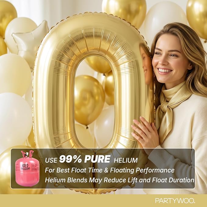 PartyWoo Number Balloons 40 Inch Gold Number 30 Kit 33pcs - Image 5