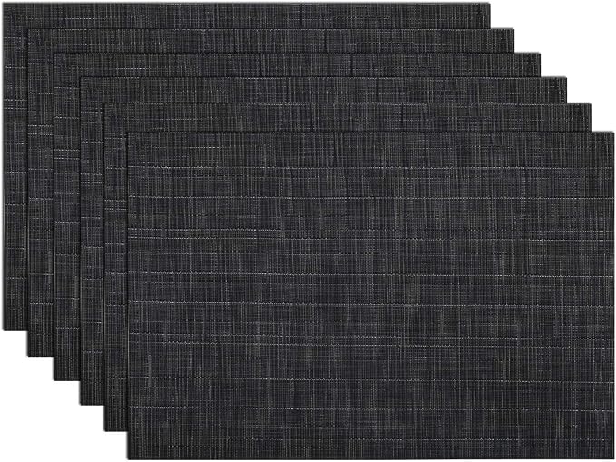 SHACOS Placemats Set of 6 Woven Vinyl Place Mats by SHACOS