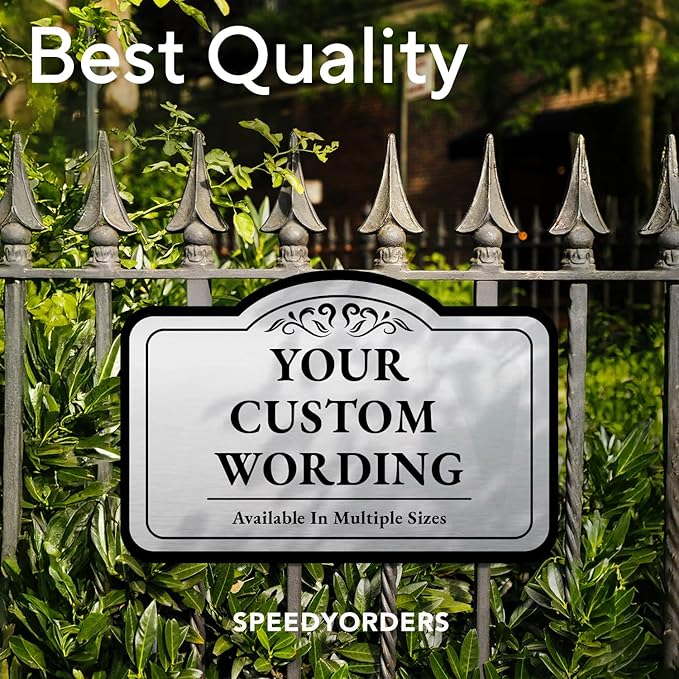 Custom Decorative Metal Signs, Personalized Aluminum Driveway Sign, Waterproof Made In USA - Metallic Silver 10x7 In