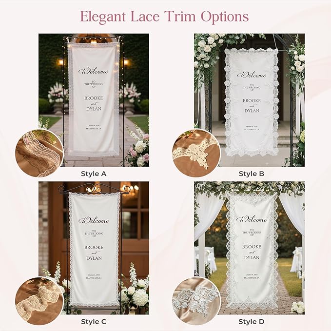 Custom Wedding Welcome Sign Fabric Linen Banner - Image 4