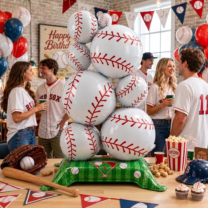 Giant Self Standing Baseball Balloons 2 Pack 59in Baseball Birthday Party - Image 6