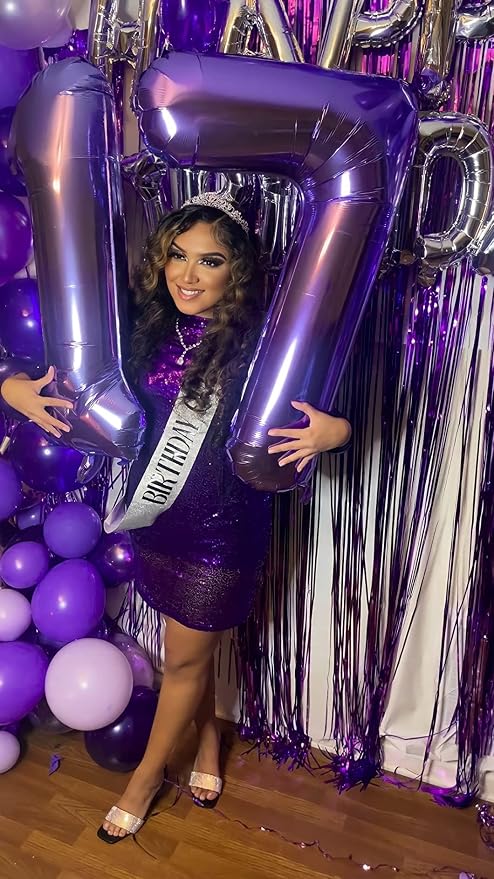 Number Balloons 40 Inch 0 Balloon Purple Birthday Decorations - Image 2