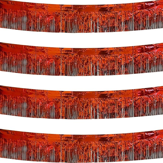 4 Pack Red Total 40 Feet Foil Fringe Garland Metallic Tinsel Banner Wall by iiCheerful