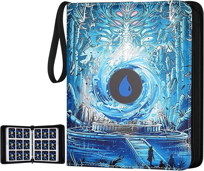 Card Binder for MTG Cards, Premium 9 Pocket Card Binder for Trading Cards, 720 Double Sided Pocket Collector Card Album for Standard Cards,Card Collection Folder for YGO/PTCG/Game Cards (Blue Print)