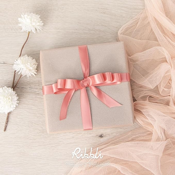 Ribbli Rose Gold Satin Ribbon 5/8 inch x Continuous 25 Yards, Double Faced - Image 2