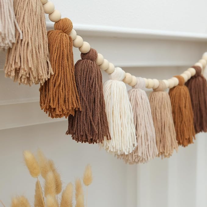 DCJHFJ Boho Tassel Garland Terracotta Rainbow Western Banner Tassels Wall - Image 2