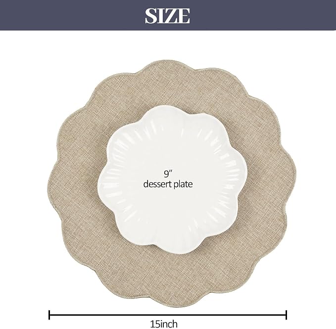 AHHFSMEI Round Faux Linen Placemats Set of 6 Heat Resistant Non-Slip Stain - Image 2