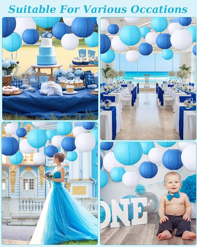 Treela 48 Pcs Paper Lanterns Party Decorations Chinese Lanterns Round Paper - Image 6