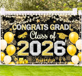 Famoby Congrats Grad Class of 2026 Hanging Banner Fabric Sign Poster Background by Famoby
