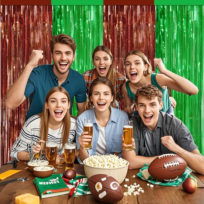 4 Packs Football Foil Fringe Curtain, Baby Shower, Super Bowl, Football Game - Image 4