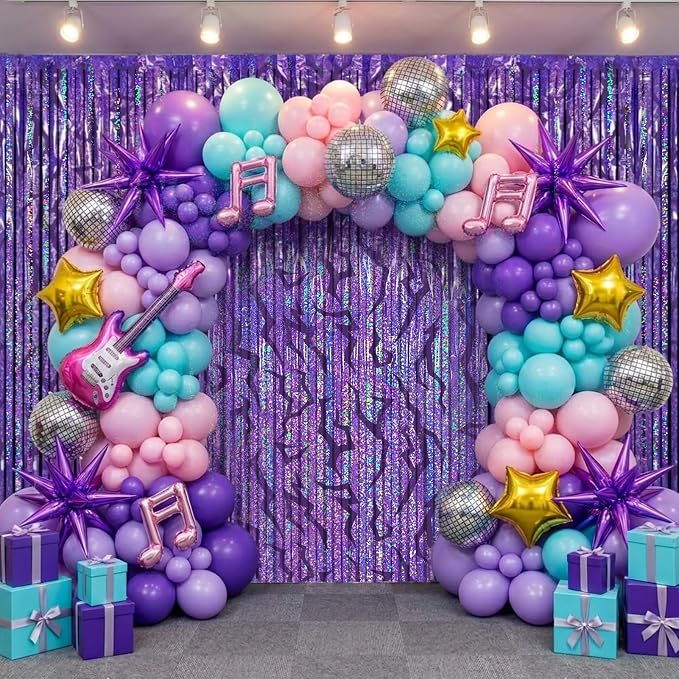 2 Packs Purple Foil Fringe Curtain, Baby Shower, Graduation, Bachelorette - Image 2
