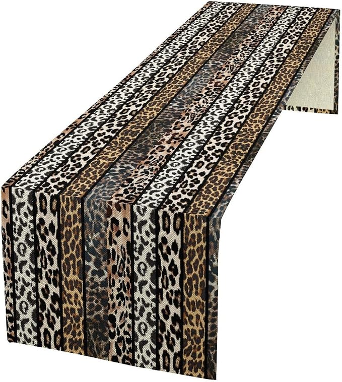 Cow Patchwork Print Table Runner, Country Farm Animal Fur Skin Farm Safari Wildlife Pattern Table Runner for Dinner Dinning Home Kitchen Living Room Party Holidays Setting, 13x70 Inch