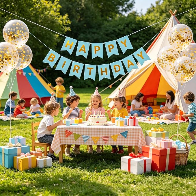 Happy Birthday Banner Sign Bunting Hanging Decorations - Image 4