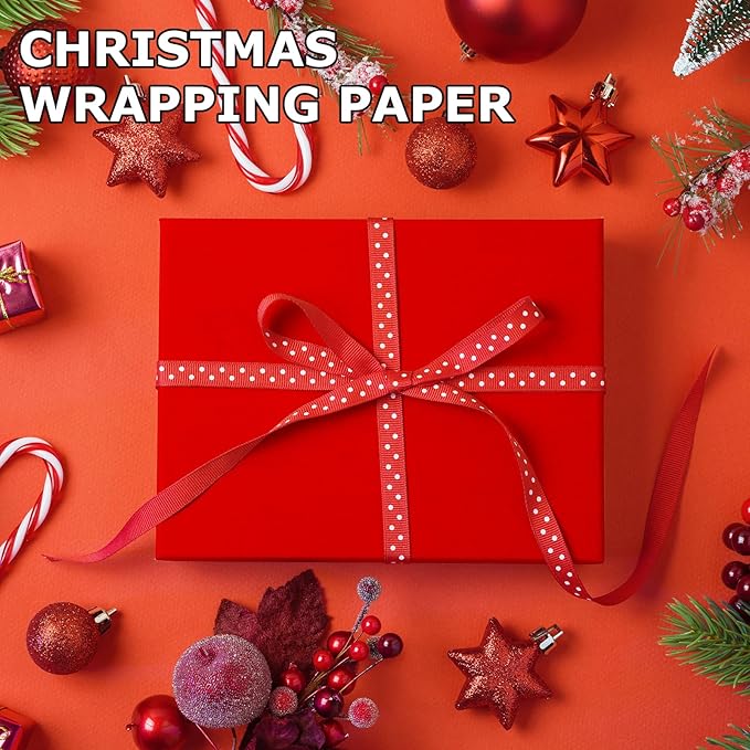 Vanhench 30"×1200" (100') Red Wrapping Paper Roll, Craft Paper for Wedding, Birthday, Holiday & Mother's Day Gifts Wrapping, Bulletin Board Paper