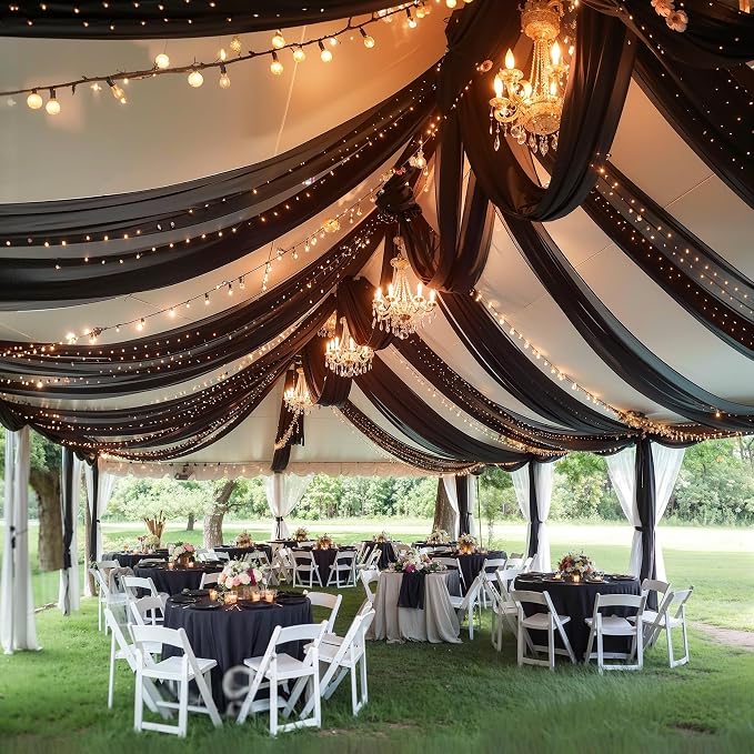 6 Panels Black Ceiling Drapes - Image 4