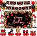 Cheetah Print Party Decorations 29pcs Cheetah Cherry Party Supplies | Red Black by Lecheme
