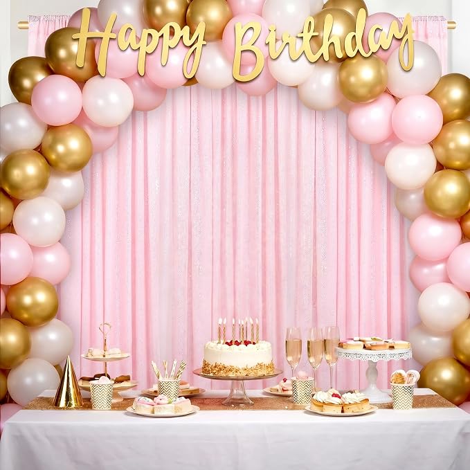Pink Sequin Backdrop Curtains-2 Panels 3FTx8FT Light Pink Backdrop - Image 5