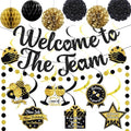 Welcome To The Team Banner Black Glitter, Welcome Banner Circle Dots Garland by Unknown