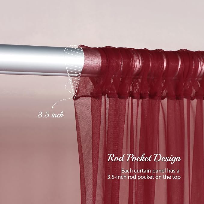 20x10ft Burgundy Tulle Backdrop Curtain - Image 5