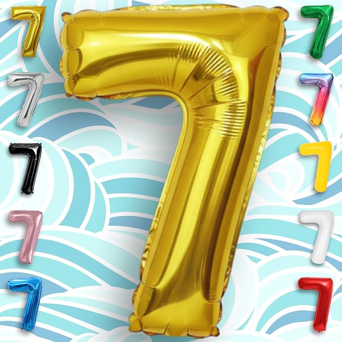 Gold Number Balloon 7 Mylar Foil Balloons 16 inch - Image 2