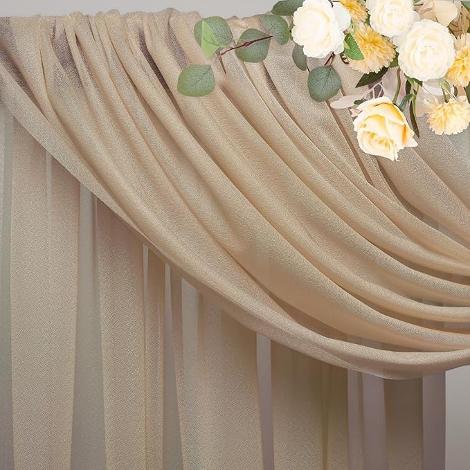 Wokceer Nude 6 Panels 28.7" x 20FT Sheer Fabric Drapes Backdrop Arch Draping Fabric for Wedding Ceremony Birthday Party Bridal Shower Decoration