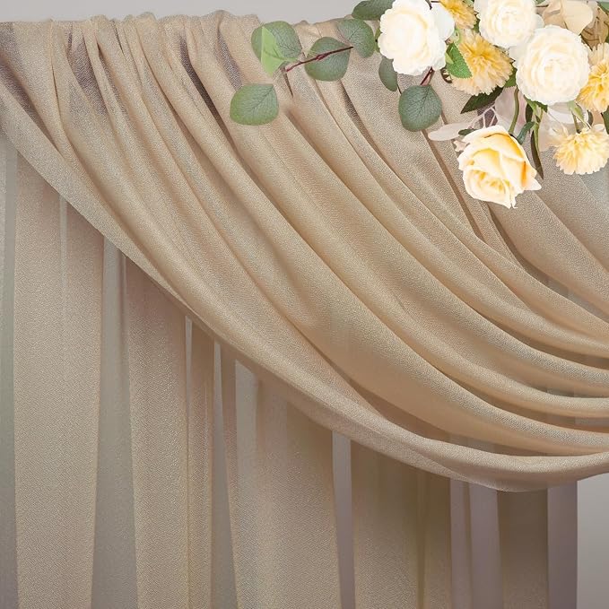 Nude Wedding Arch Draping Fabric Backdrop Drapes Sheer 4 Panels | 28.7"x20FT - Image 5