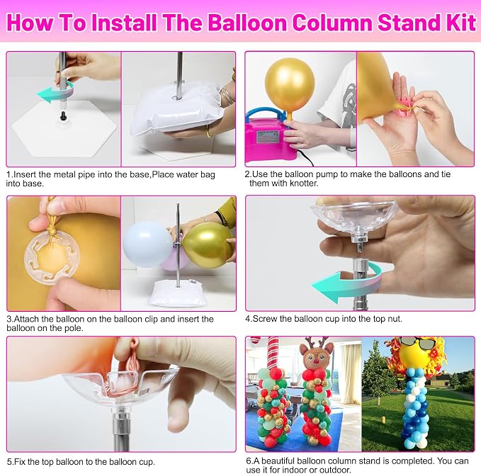 Balloon Column Stand Kit with Electric Balloon Pump | Adjustable Metal 9 Feet - Image 5