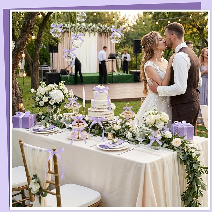 30 Pack Light Purple Bow Cake Toppers, Ribbon Bows - Image 6