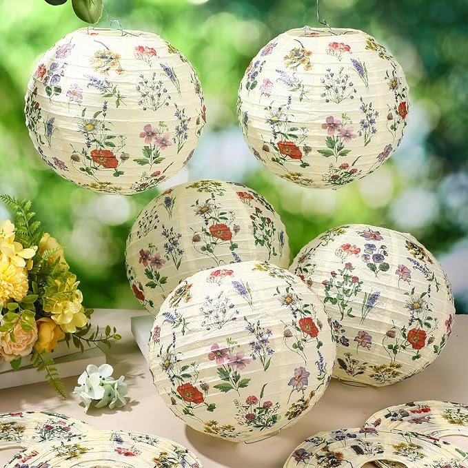 Honoson 12 Pcs Wildflower Paper Lanterns Spring Floral Wildflower Party - Image 5